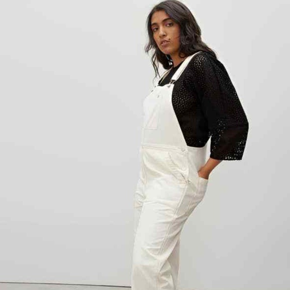 Everlane Cotton Overalls in Bone size 6